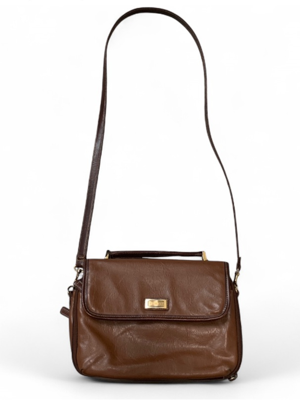 Vintage Rossetti Brown Faux Leather Crossbody Bag